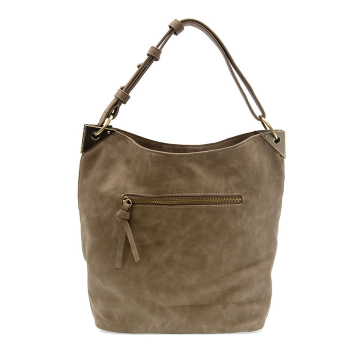 Darcy Zip Front Pocket Bucket Bag Taupe