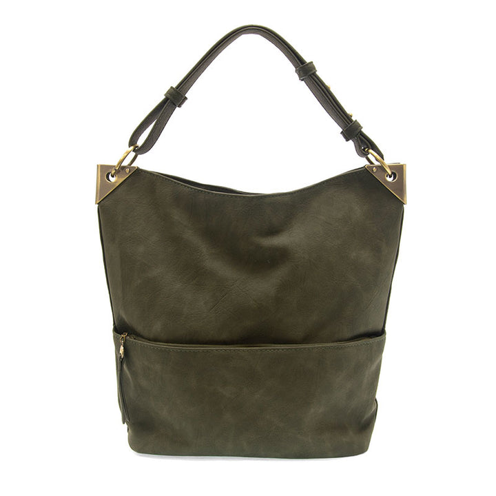 Darcy Zip Front Pocket Bucket Bag Olive