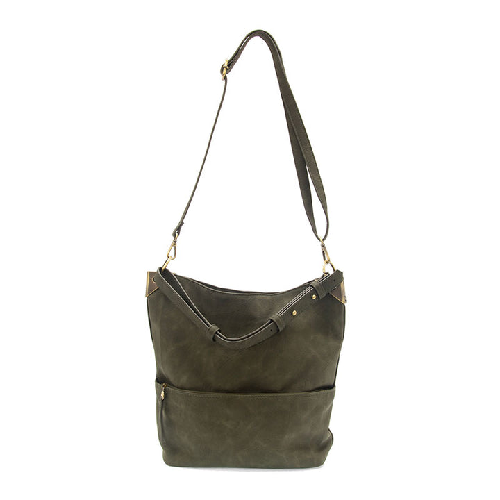 Darcy Zip Front Pocket Bucket Bag Olive
