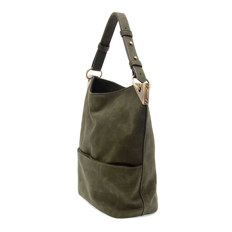 Darcy Zip Front Pocket Bucket Bag Olive
