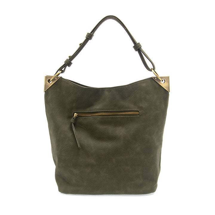 Darcy Zip Front Pocket Bucket Bag Olive