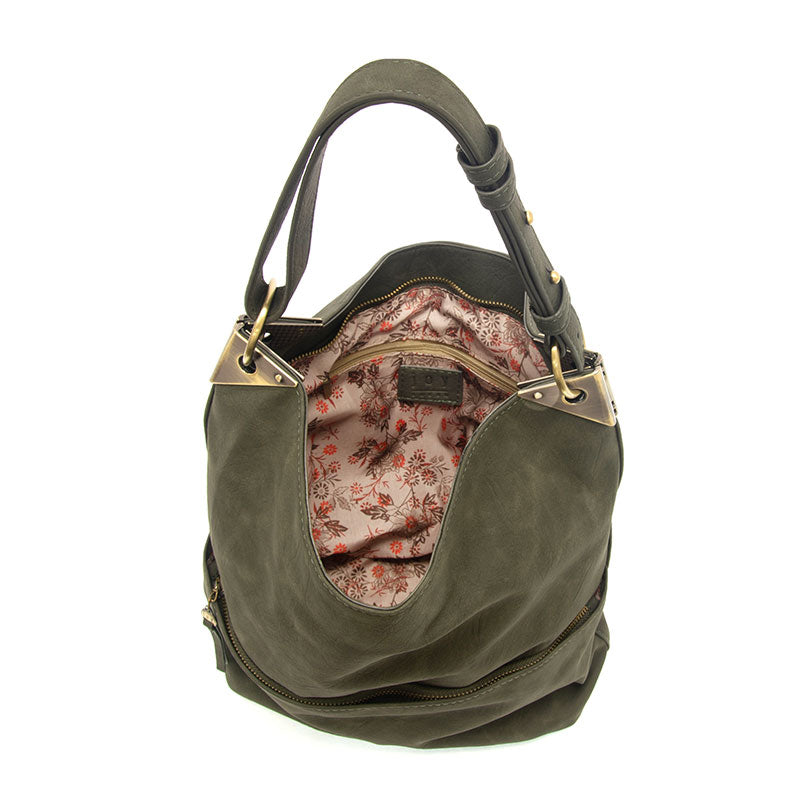 Darcy Zip Front Pocket Bucket Bag Olive