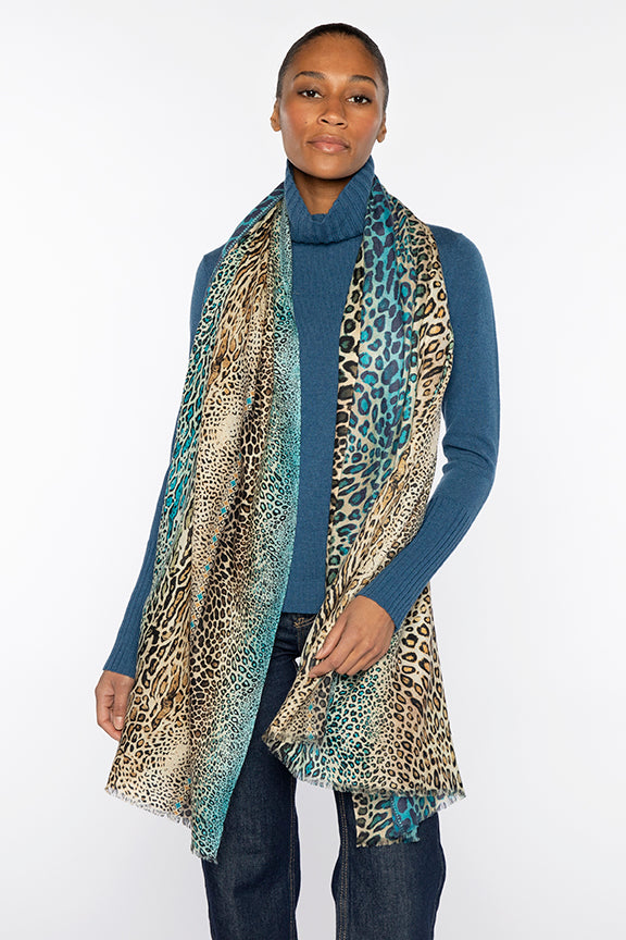 Mix Animal Print Scarf Sapphire