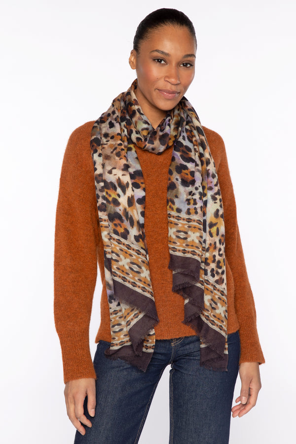 Leopard Print Scarf Taupe Multi