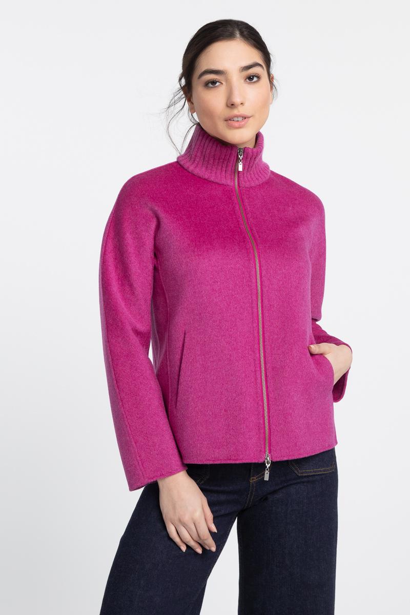 KNIT COLLAR SHORT ZIP COAT