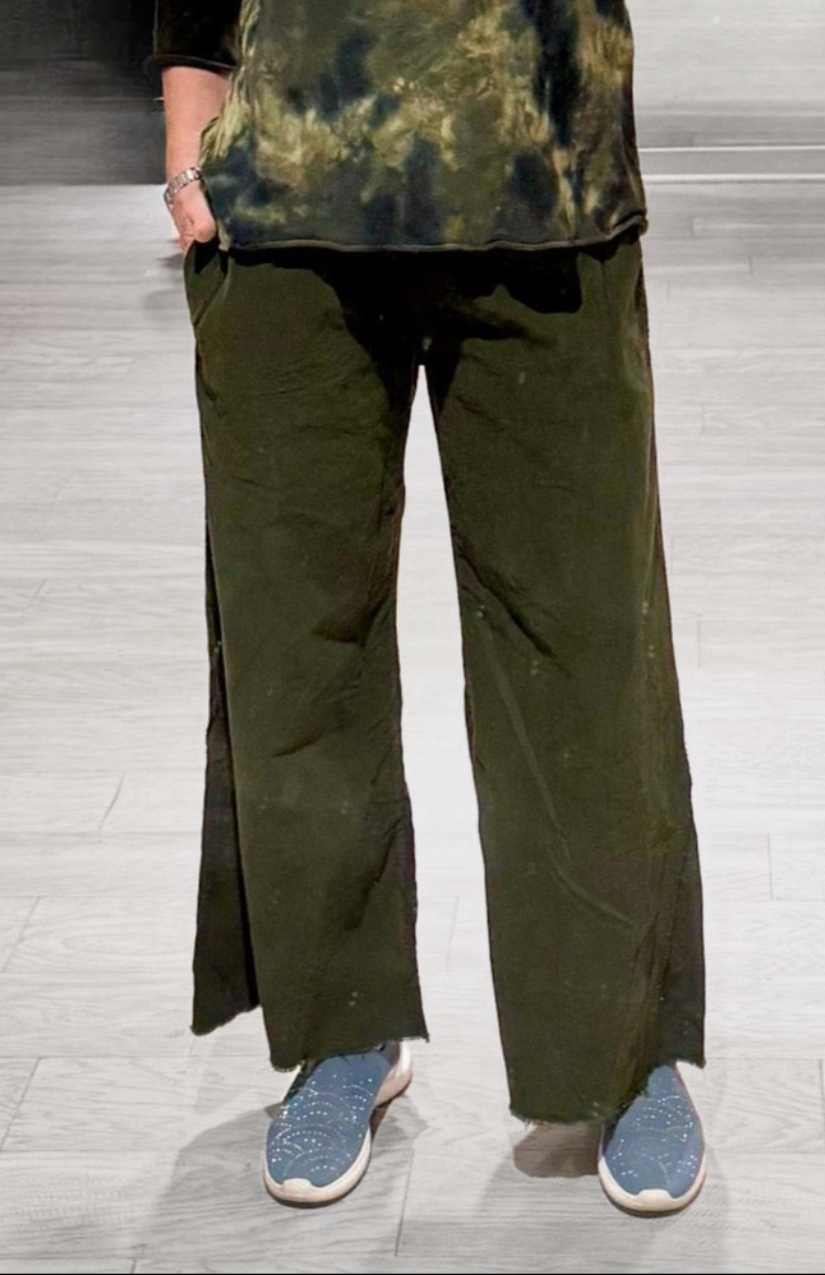 Wide Leg Cord Pant in Olive