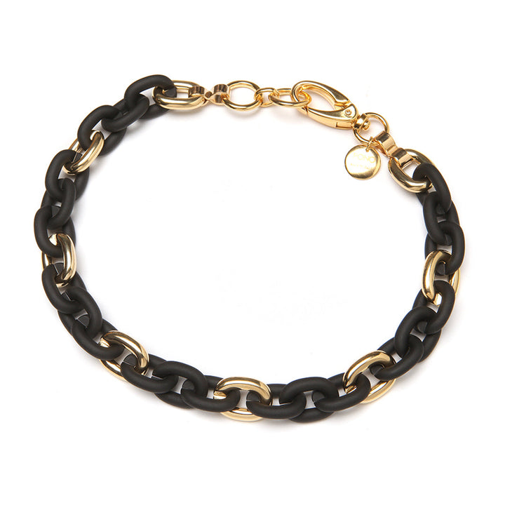 Barile Mini Bike Chain Necklace in Matte Black