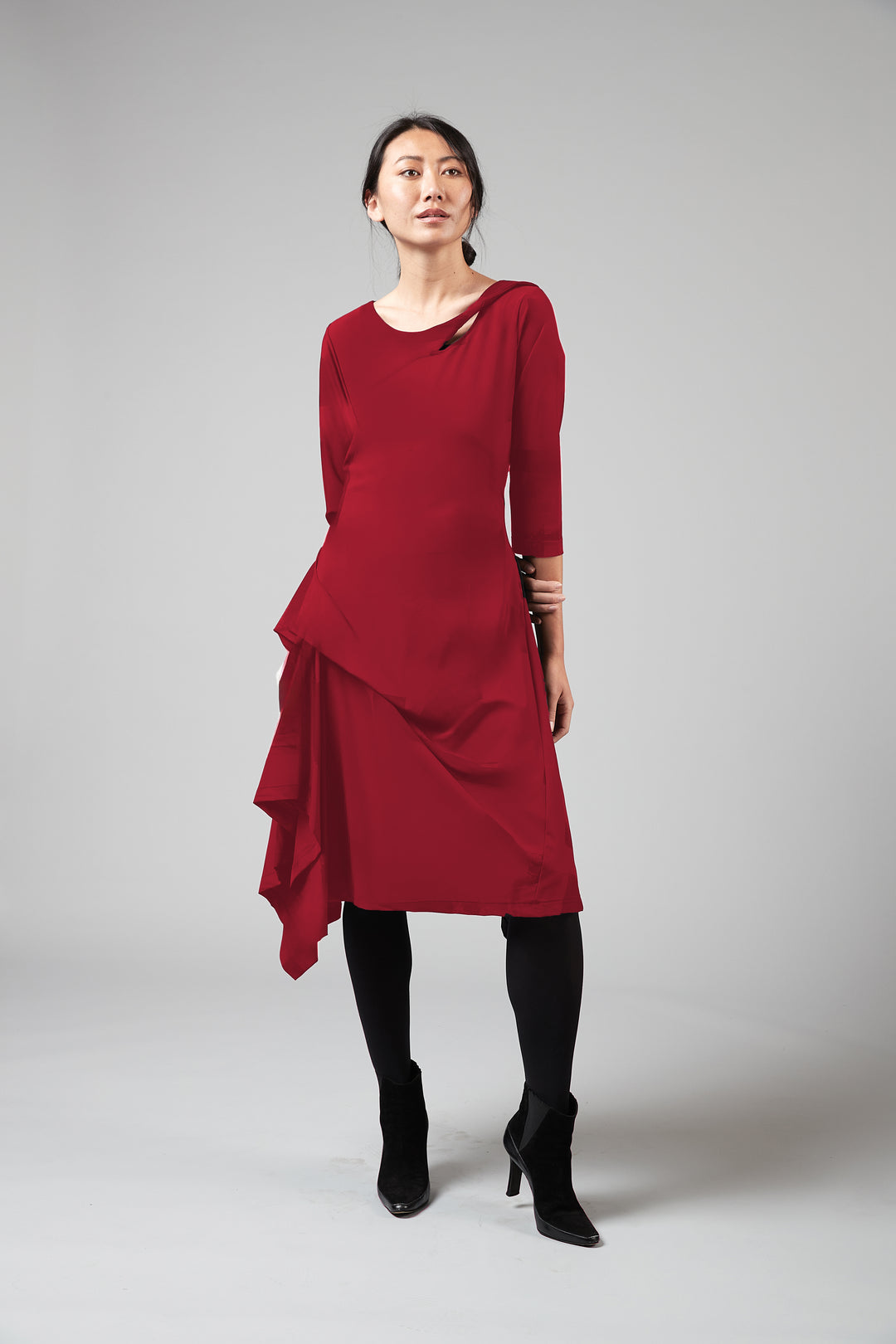 Risa Asymmetrical Hem Dress Garnet