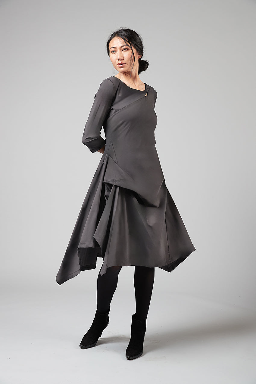 Risa Asymmetrical Hem Dress Slate