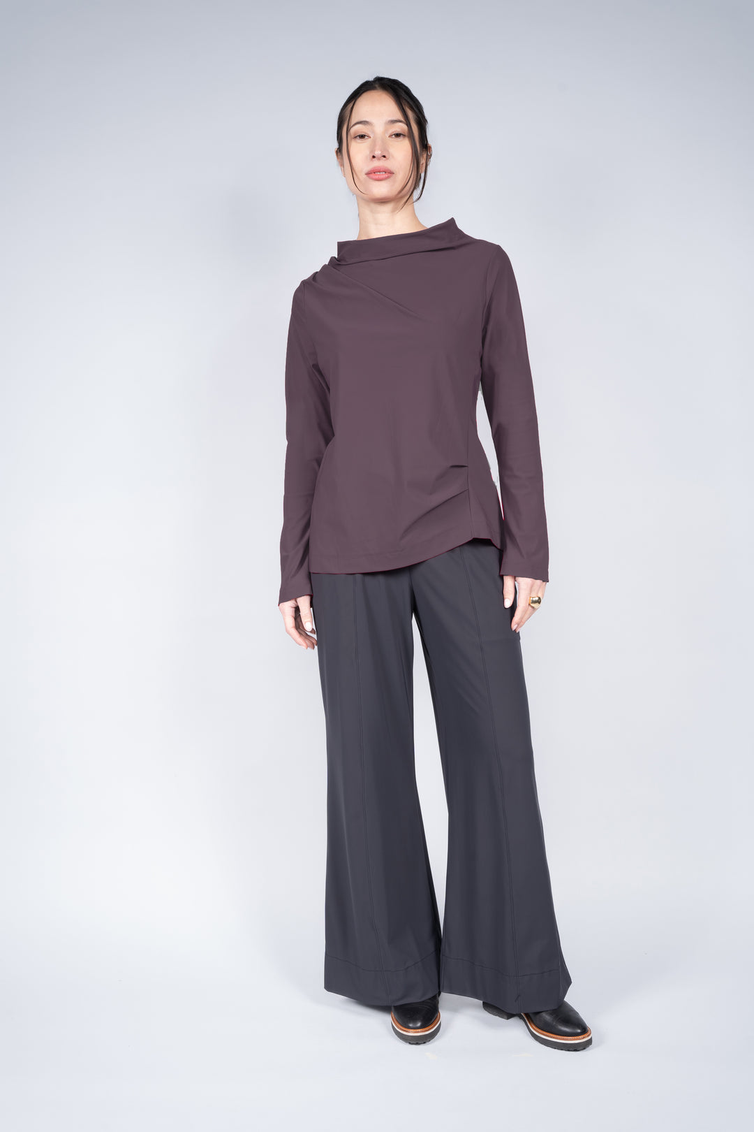 Leia Long Sleeve Mock-Collar in Mulberry