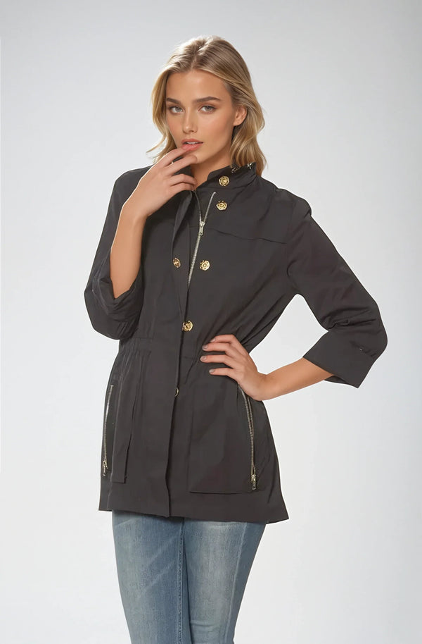 Tess 3/4 Rain Jacket in Charcoal