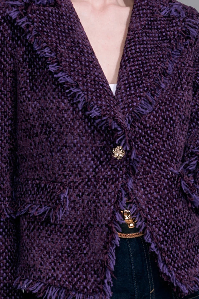 Lana Tweed Blazer Aubergine