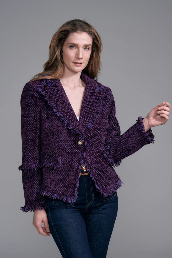Lana Tweed Blazer Aubergine