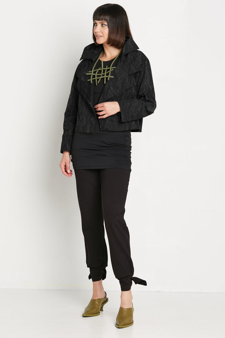 Nylon Triple Collar Jacket in Black