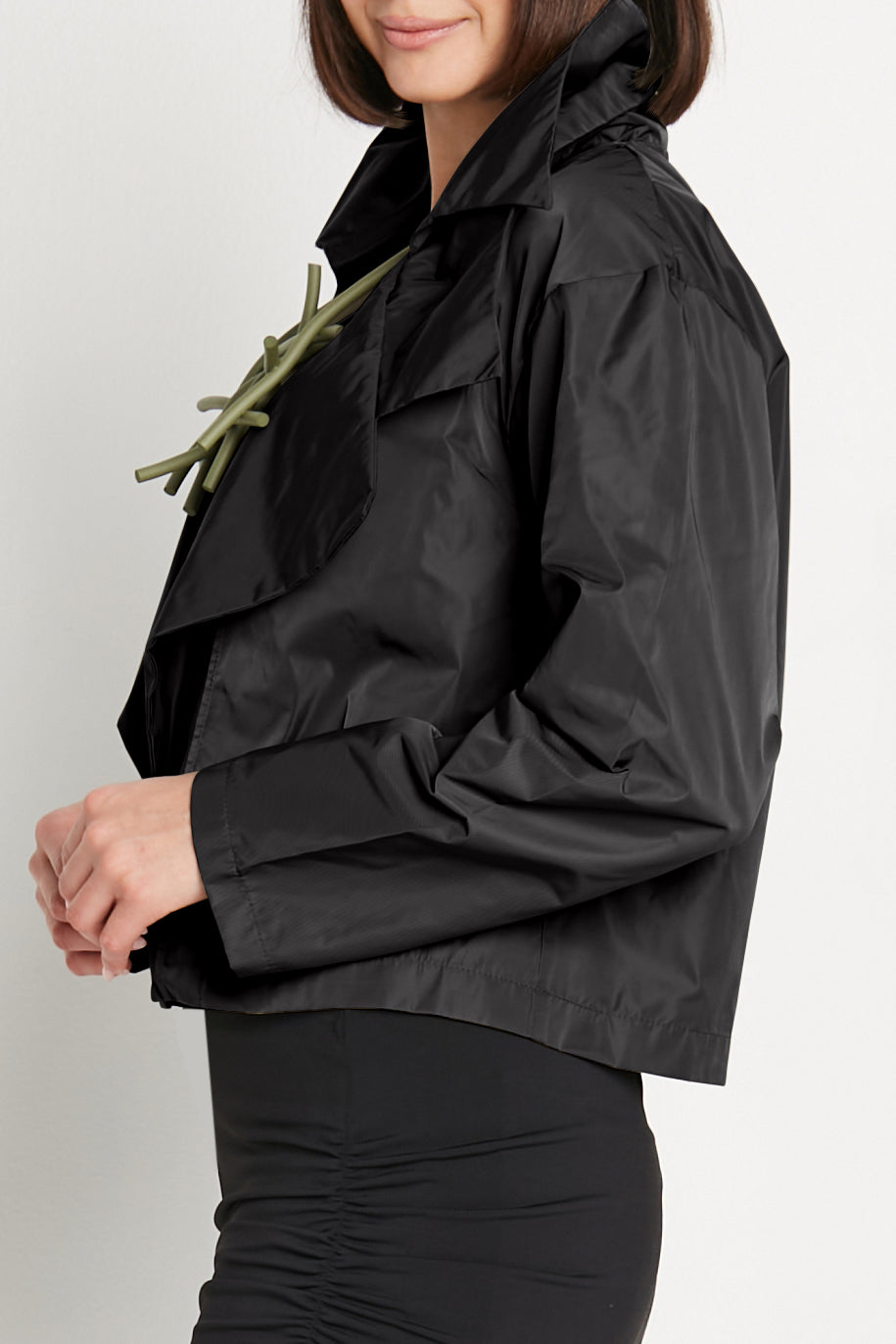 Nylon Triple Collar Jacket in Black