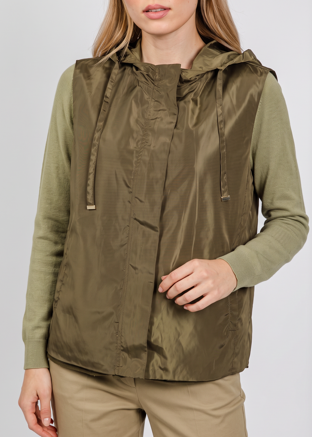 Nylon Zip Vest Olive