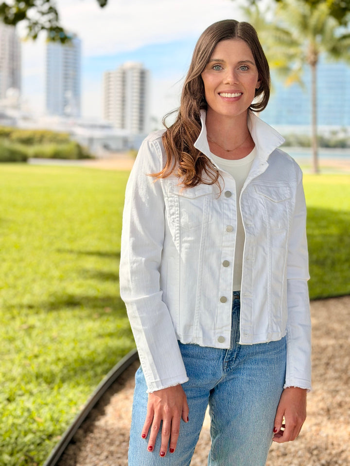 The White Denim Jacket / Gold Sequins