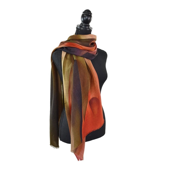 Treviso Colorful Abstract Swirl Scarf Orange