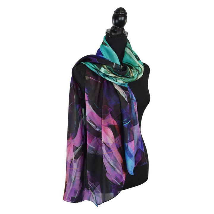 Frizzle Abstract Silk Scarf Blue