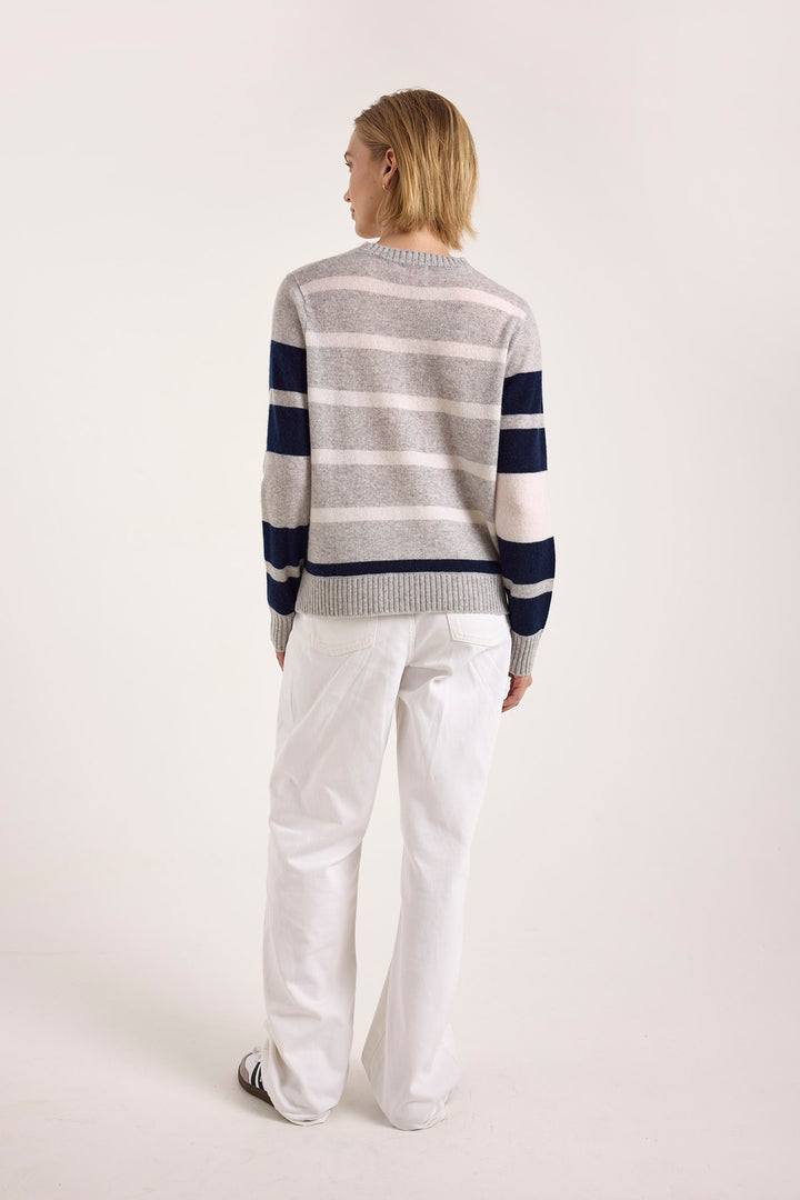 Stripe Maya Crew Gray Sweater Stripe