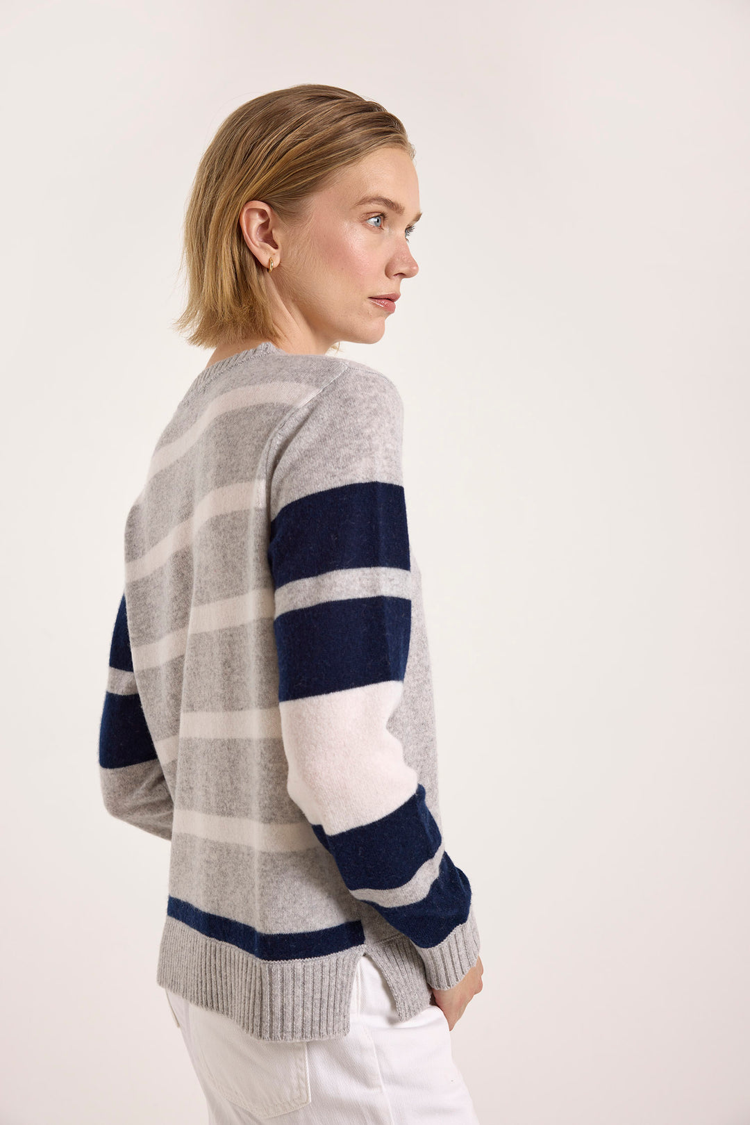 Stripe Maya Crew Gray Sweater Stripe