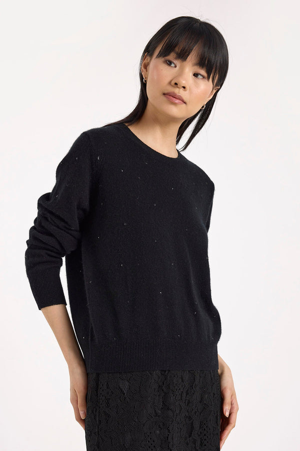 Gem Star Crew Sweater Black