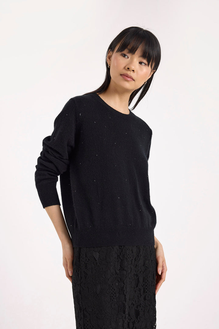 Gem Star Crew Sweater Black