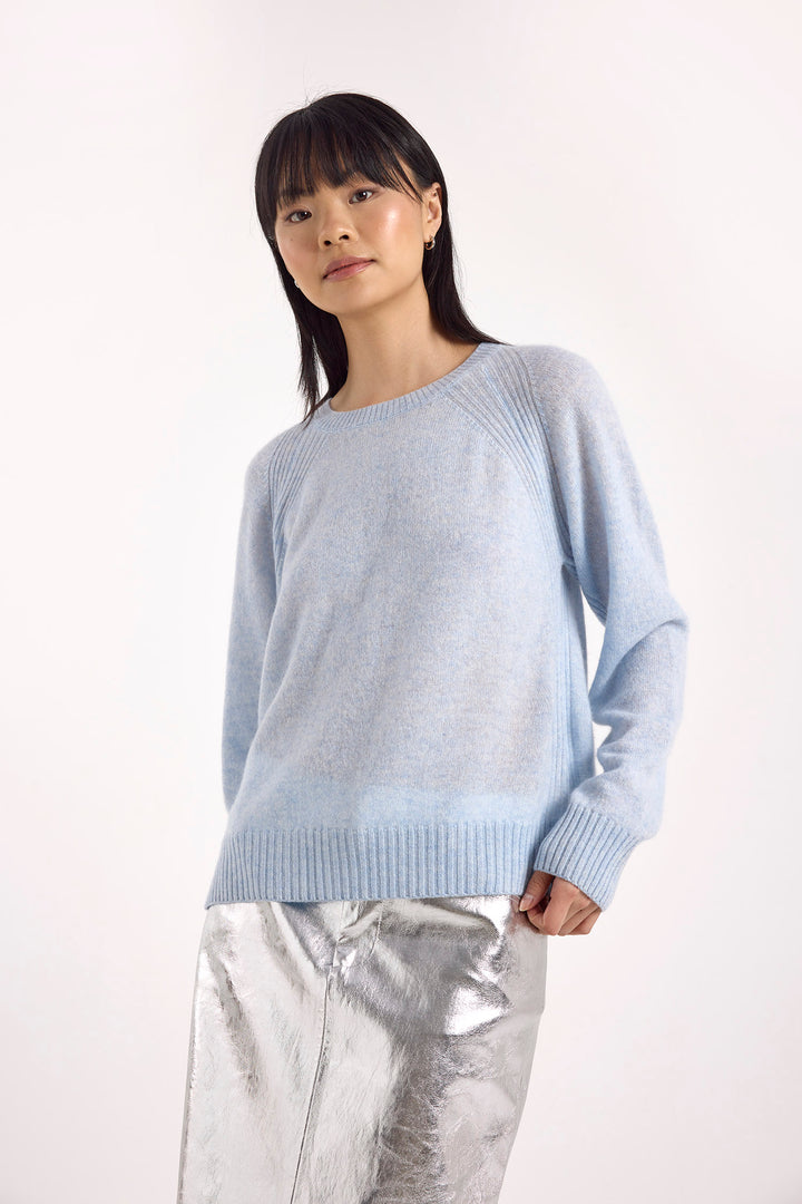 Rae Rib Rag Crew Sweater in Blue Mist