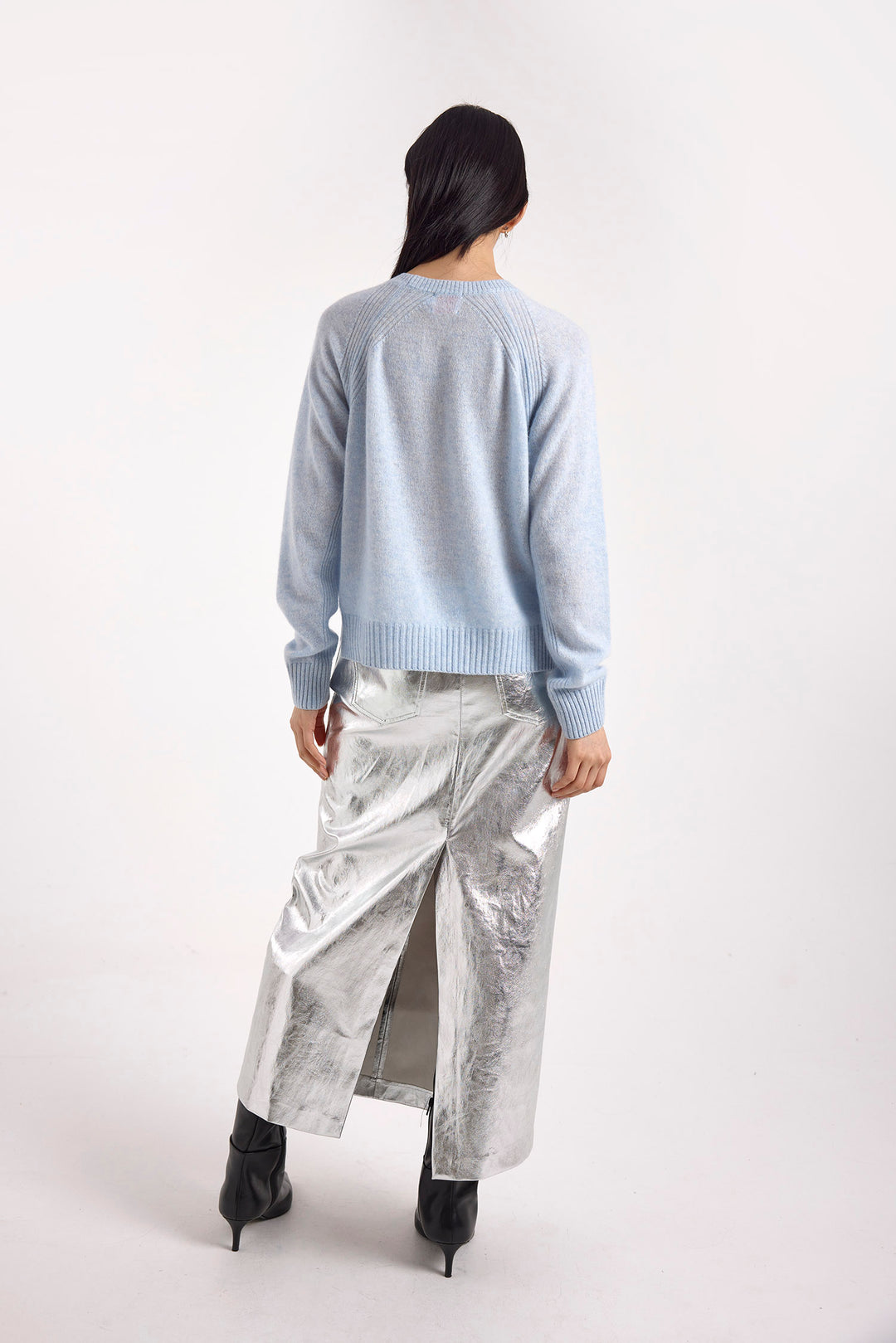 Rae Rib Rag Crew Sweater in Blue Mist
