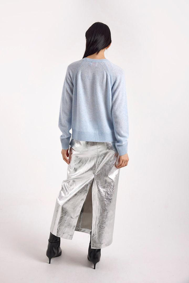 Rae Rib Rag Crew Sweater in Blue Mist