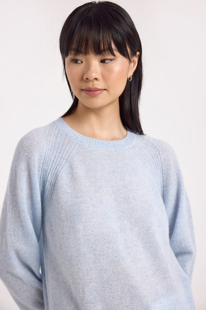 Rae Rib Rag Crew Sweater in Blue Mist