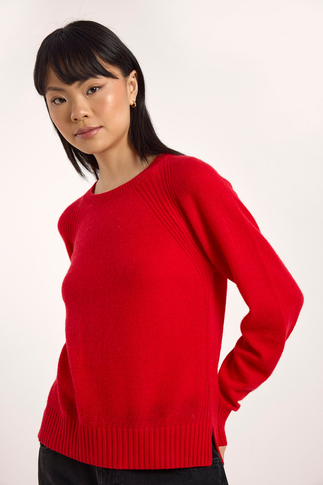Rae Rib Rag Crew Sweater Red