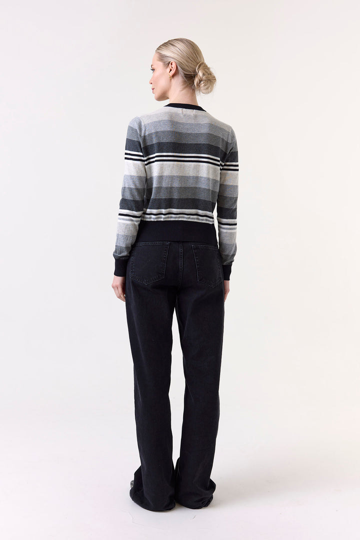 Ivy Strip Crew in Black