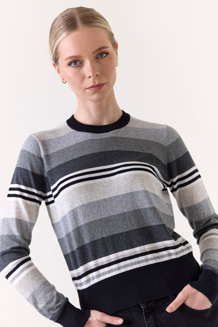 Ivy Strip Crew in Black