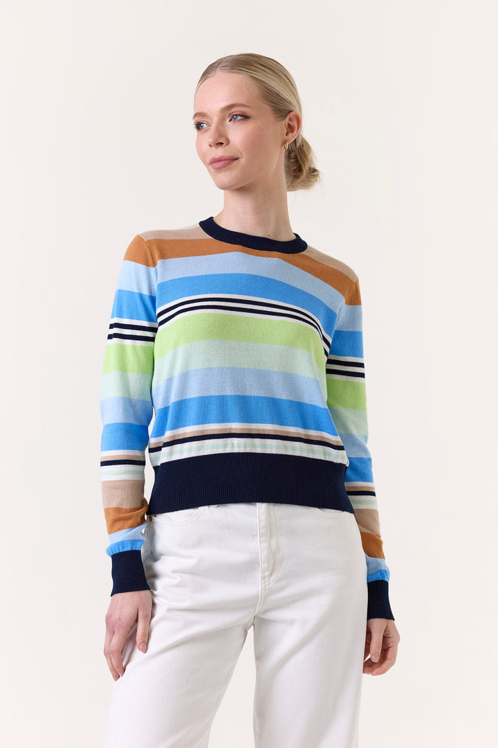 Ivy Strip Crew in Navy