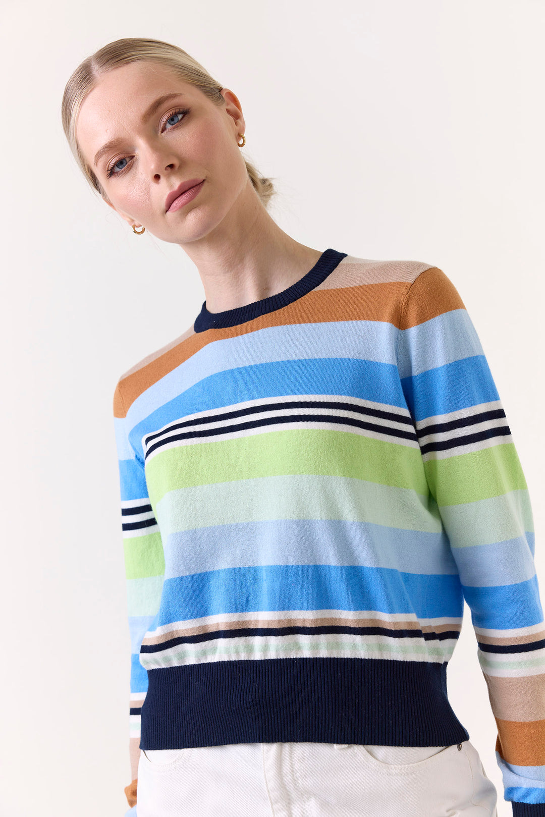 Ivy Strip Crew in Navy