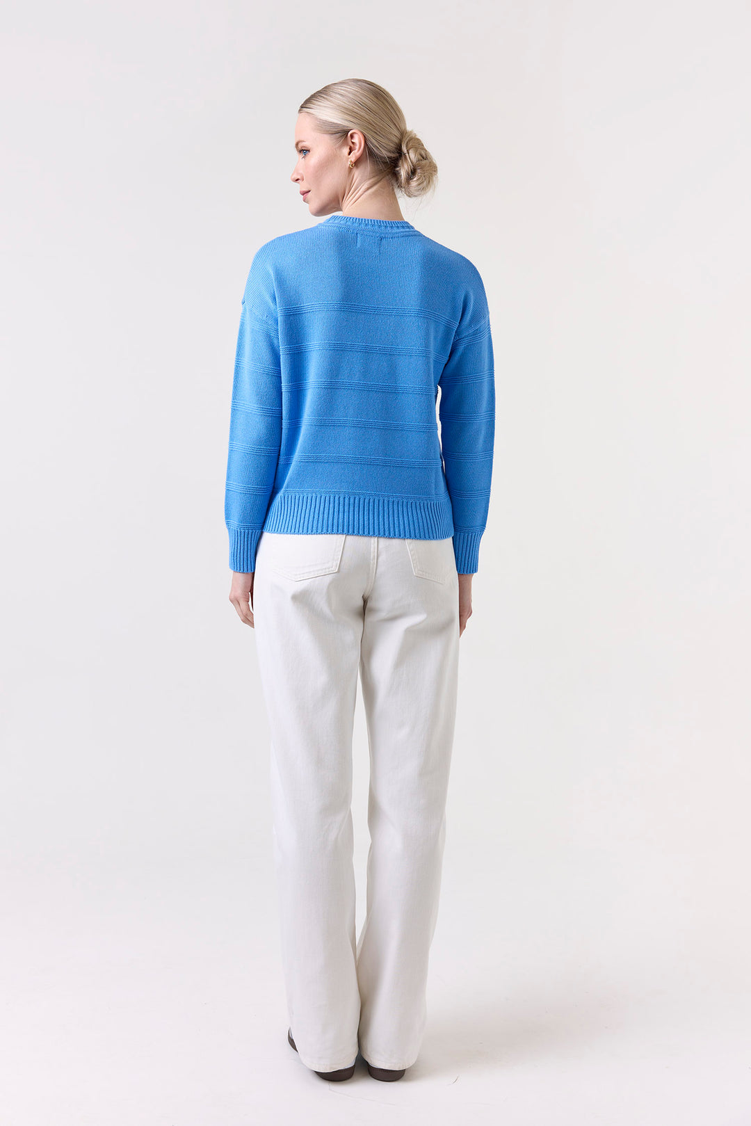 Tilly Textured Stripe Crew in Blue