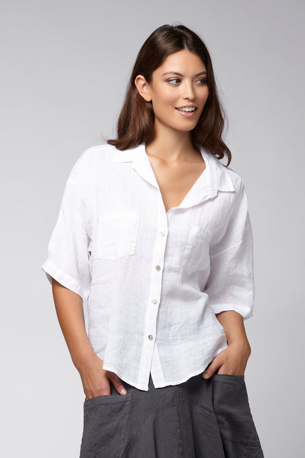 Linen Camp Shirt White