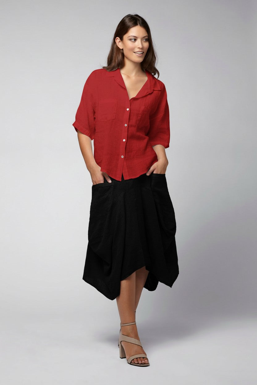 Linen Camp Shirt Red