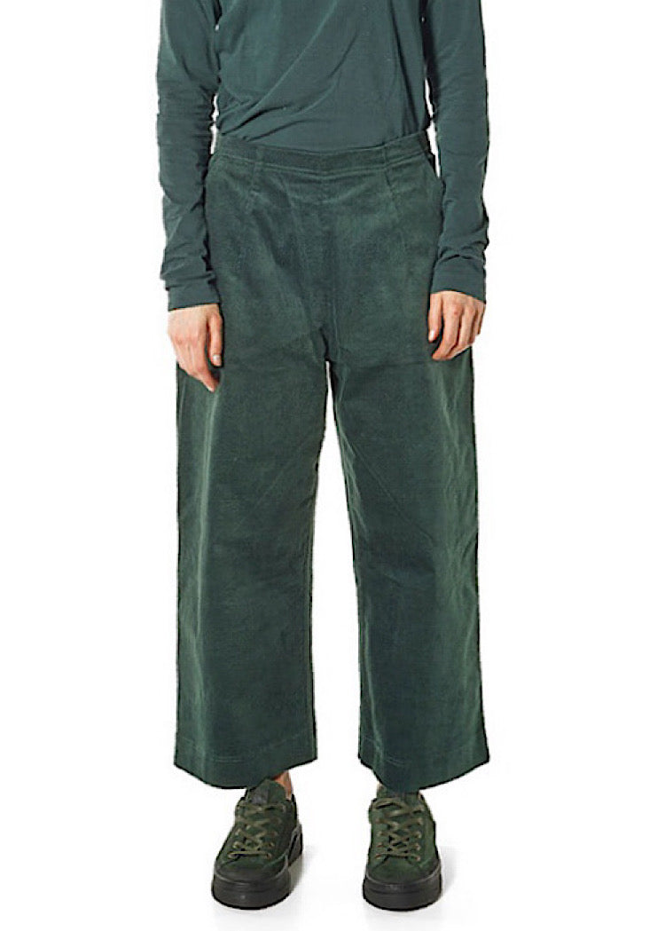 Flat Front Velvet Trouser Forest