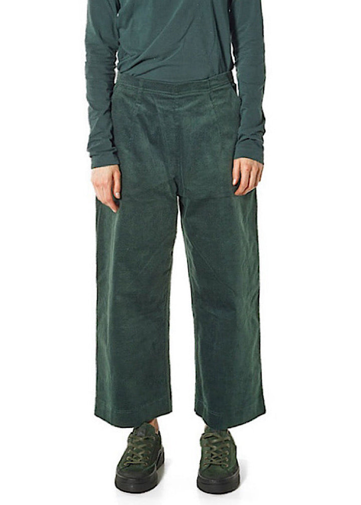 Flat Front Velvet Trouser Forest
