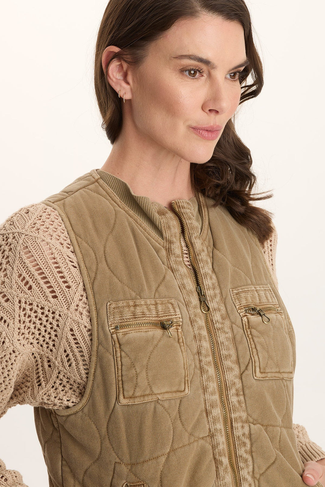 Aeric Quilted Zipper Pocket Vest