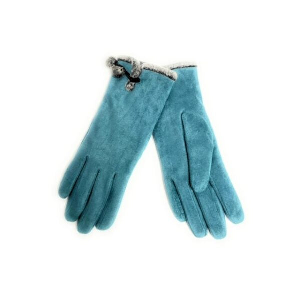 Micro Suede Glove with Faux Fur Interior in Teal