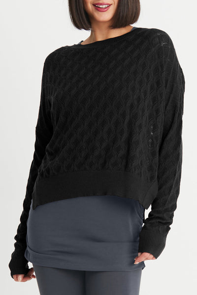 Diamond Weave Sweater Black