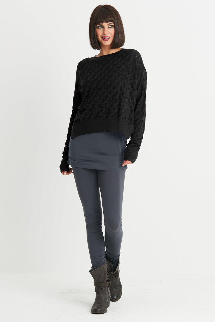 Diamond Weave Sweater Black