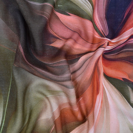 Treviso Colorful Abstract Swirl Scarf Orange