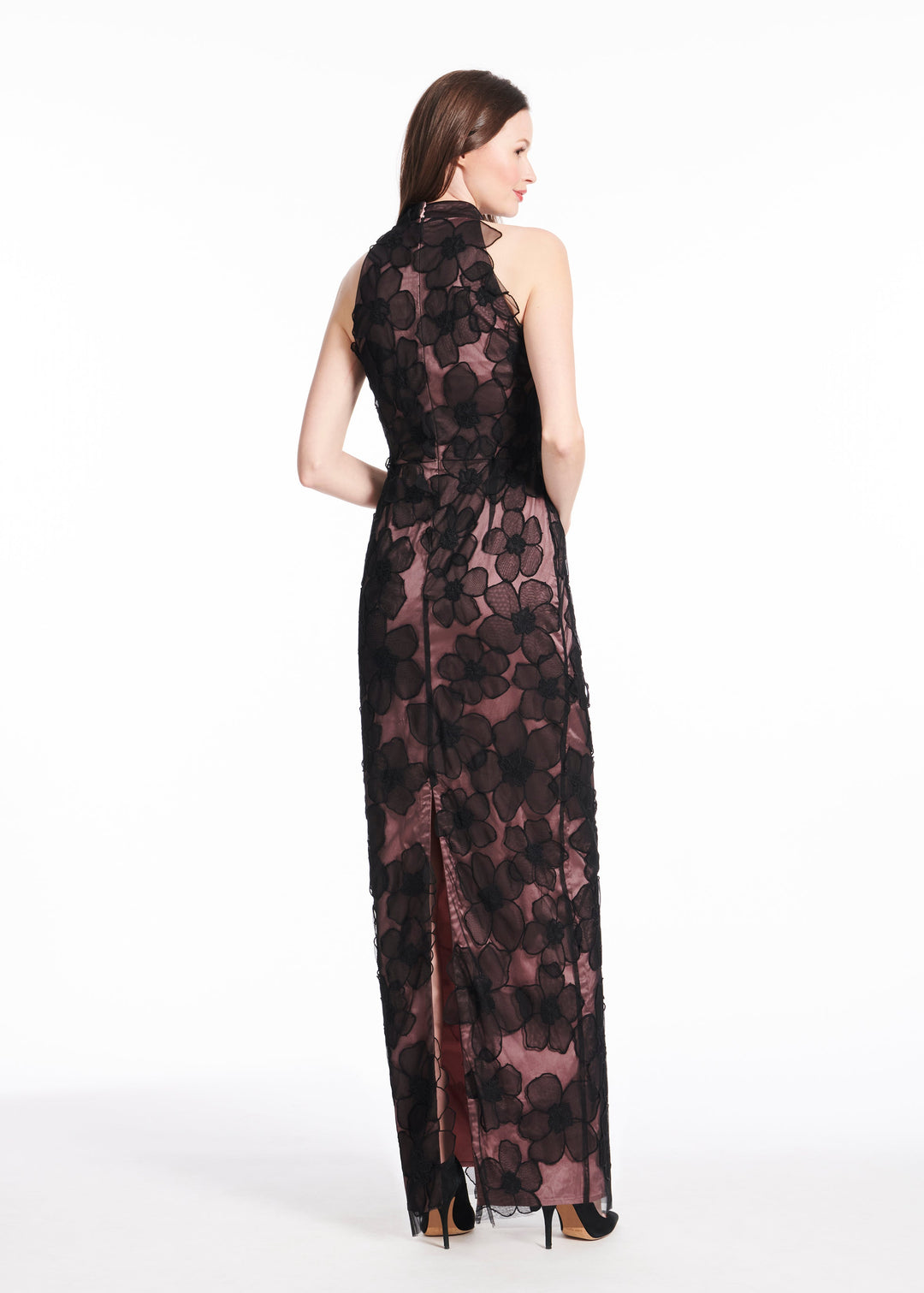DELICATE FLOWER MOCK NECK GOWN