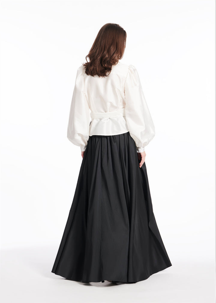 TAFFETA BALOON SLEEVE BLOUSE IVORY