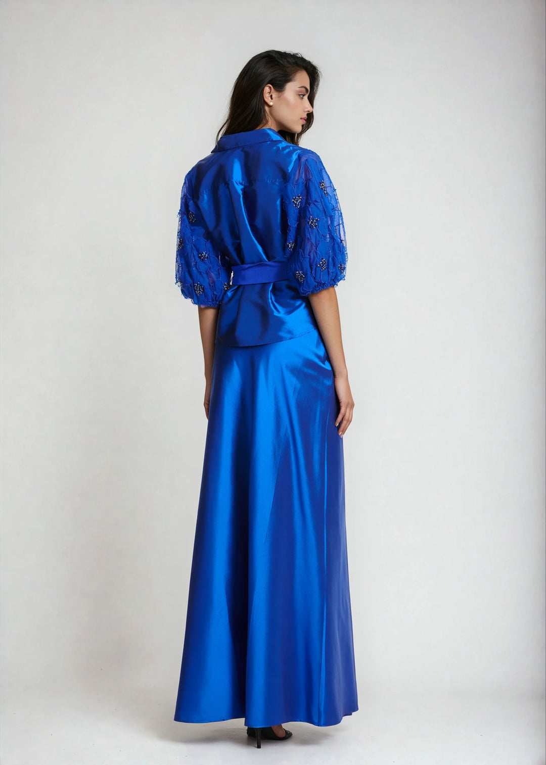 TAFFETA BIAS LONG SKIRT ROYAL