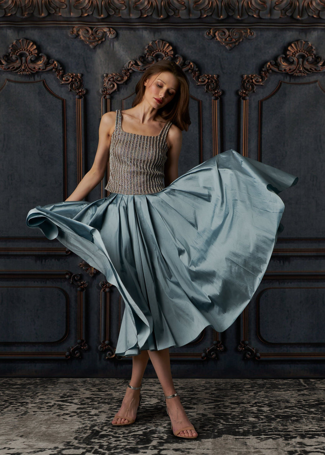 CRYSTAL SQUARE NECK TOP IN DIAMOND